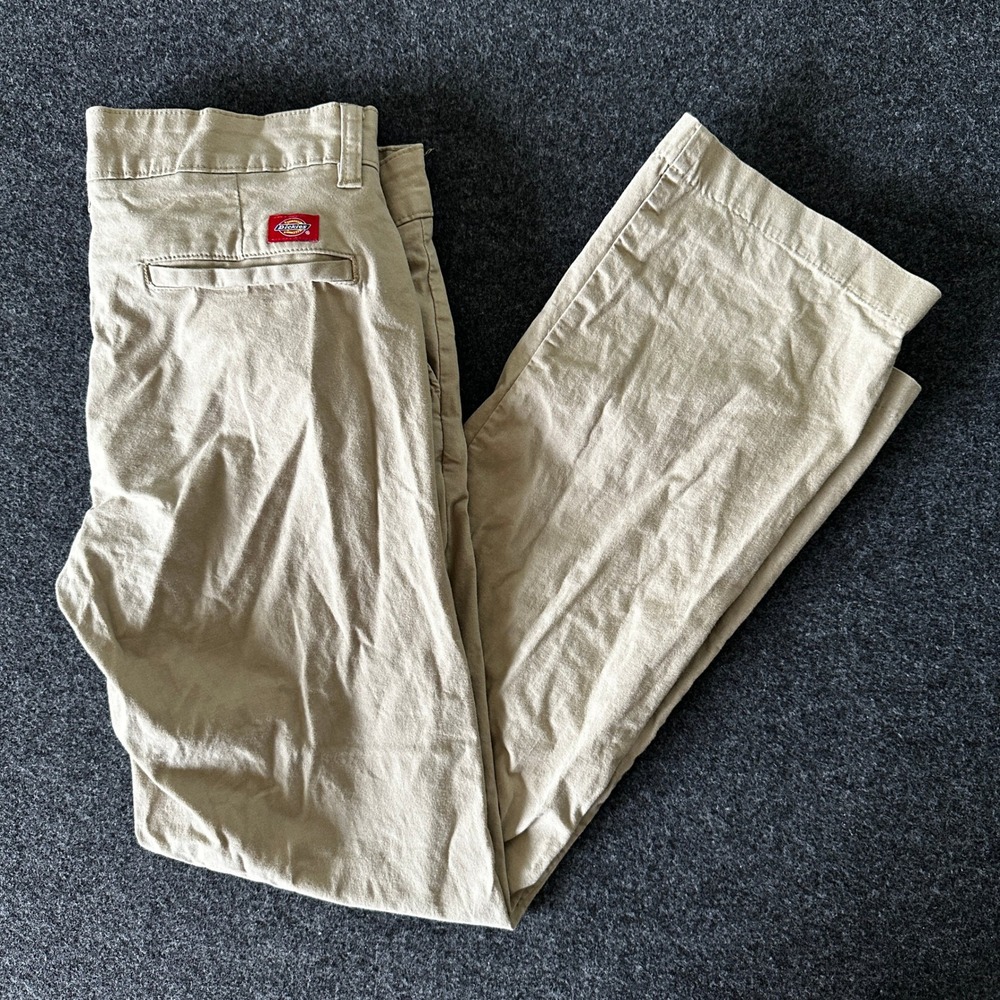 Dickies Women Khaki Relaxed Fit Straight‎ Leg Chino Pants Tan FP321DS Size 4R